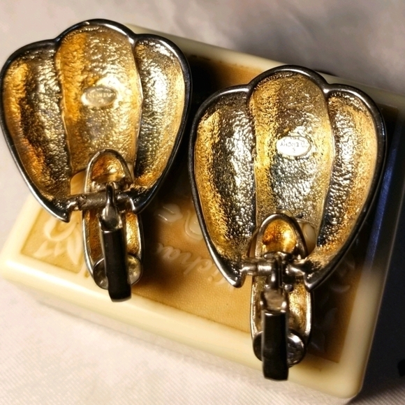 VTG GIVENCHY PARIS NY Gun Metal Earrings - Picture 6 of 7